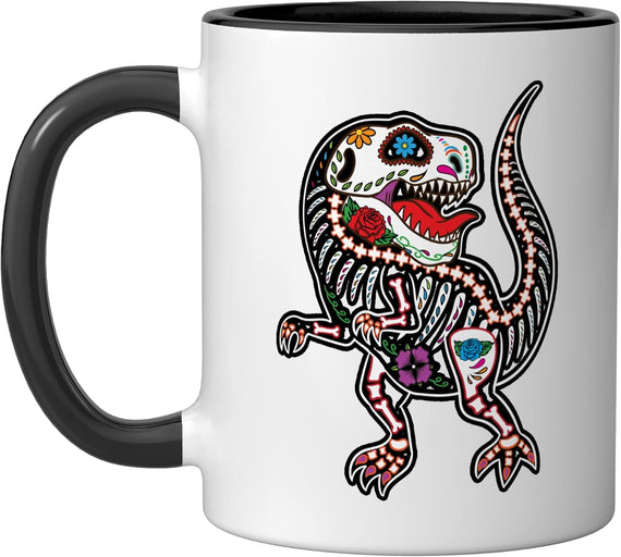 Sugar Skull T Rex Dia De Los Muertos Halloween Ceramic Mug