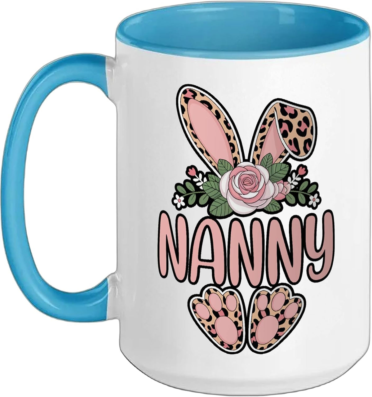 Nanny Bunny Ears Leopard Paws Rose Ceramic Mug