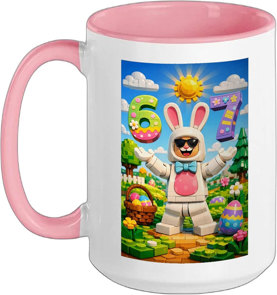 Building Bricks Easter Eggs Funny Rabbit Six Seven 67 Meme Ceramic Mug