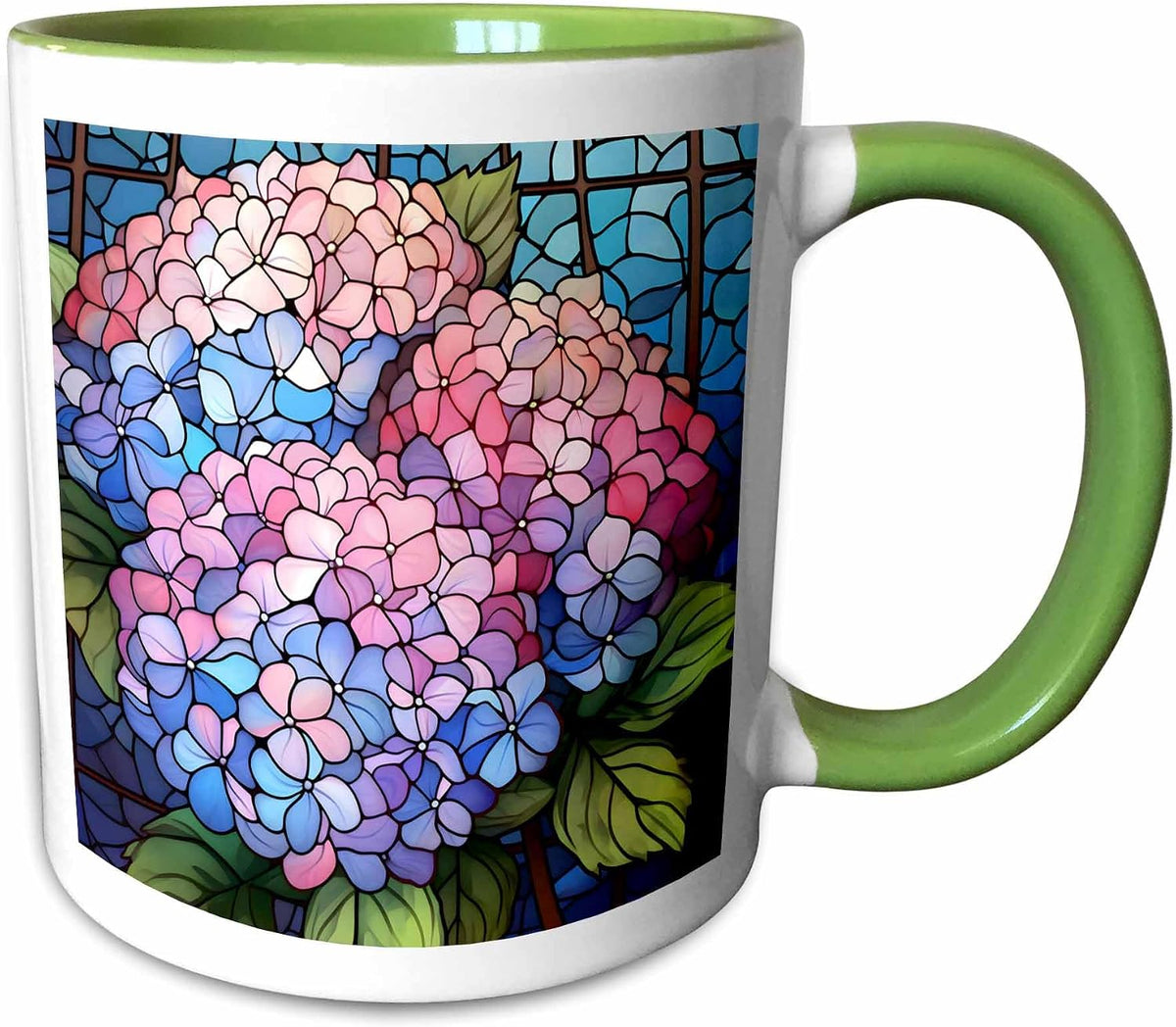Pretty Image Of Stained Glass Hydrangea Ceramic Mug