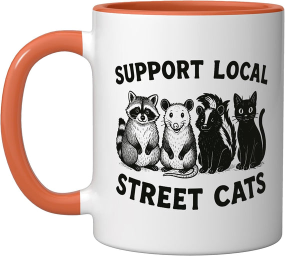 Support Local Street Cats, Racoon, Opossum, Cat & Skunk Ceramic Mug
