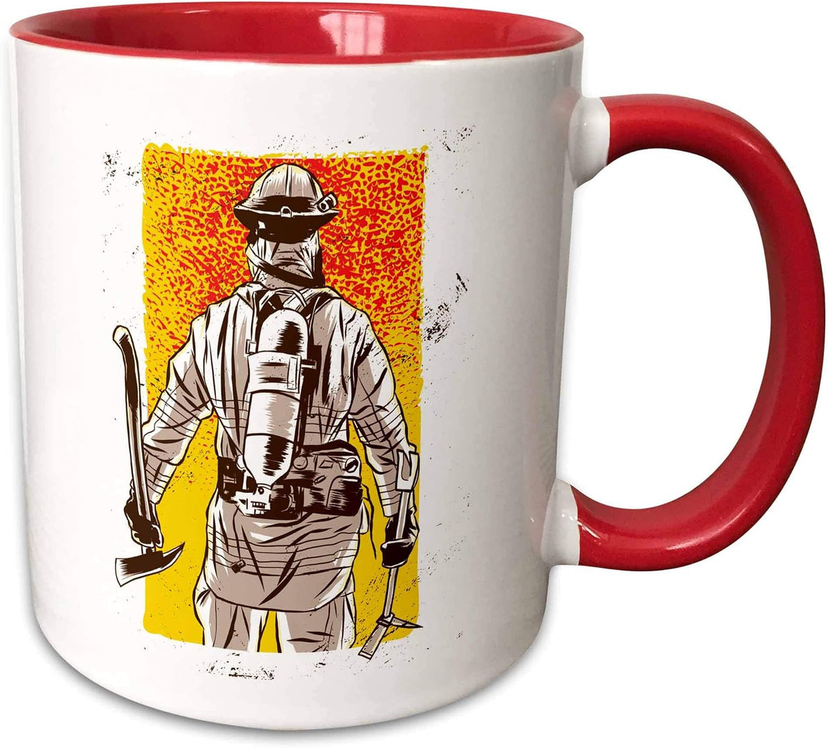 Fireman Firefighter With Yellow Ceramic Mug