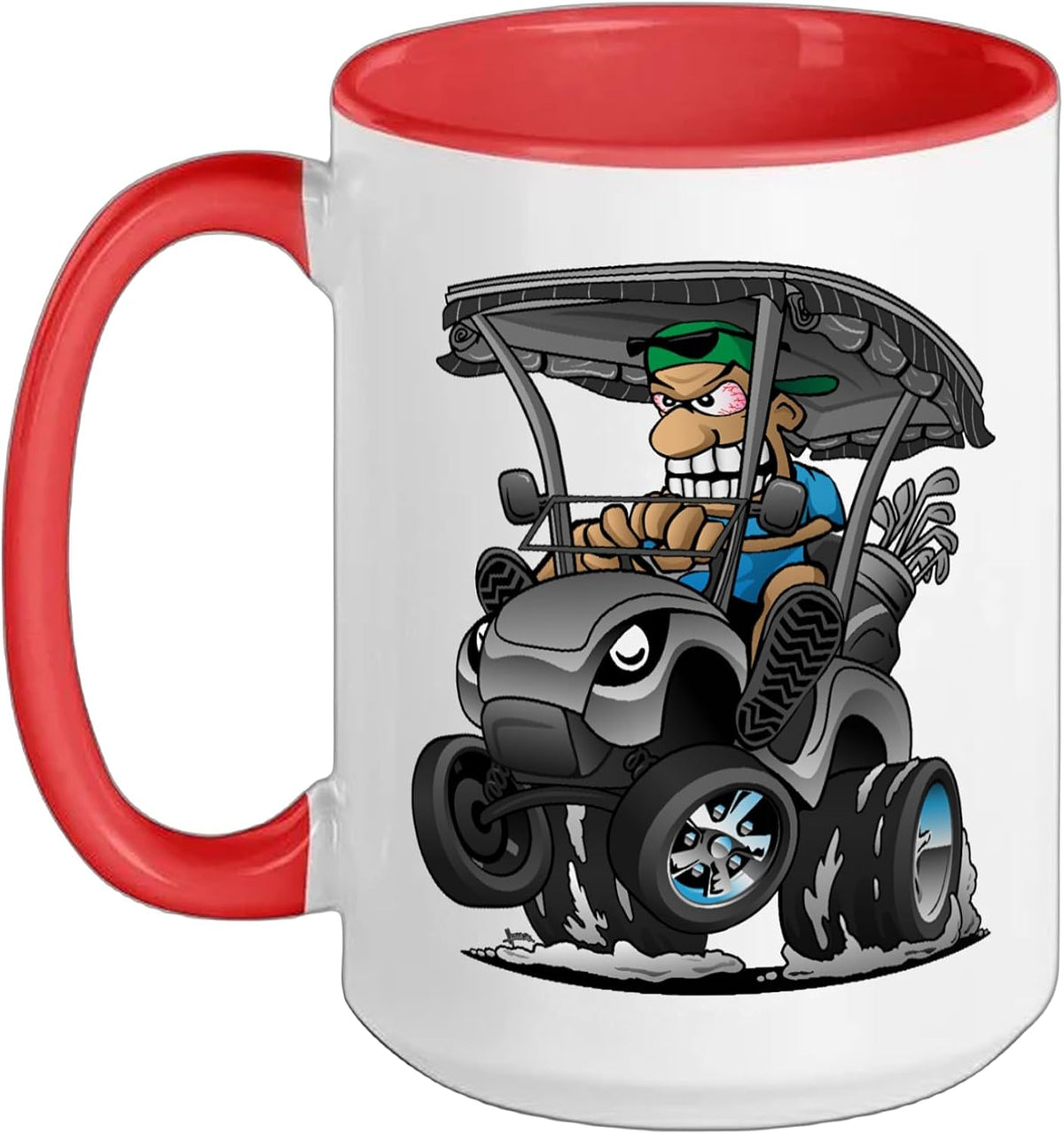 Funny Golf Cart Cartoon Golf Car And Golfing Humor Design Ceramic Mug