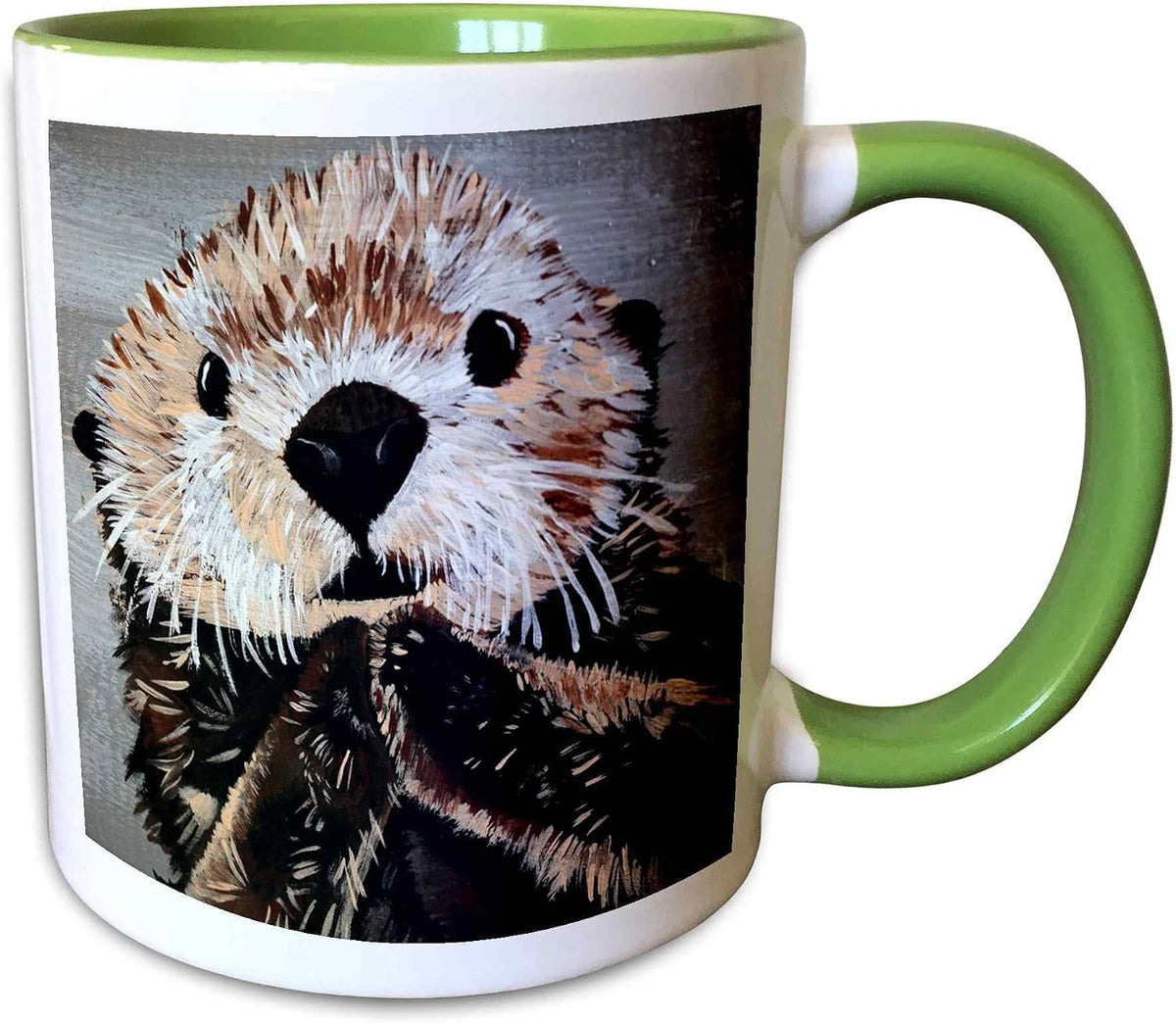 Acrylic Painting Of A Sea Otter On Wood Ceramic Mug