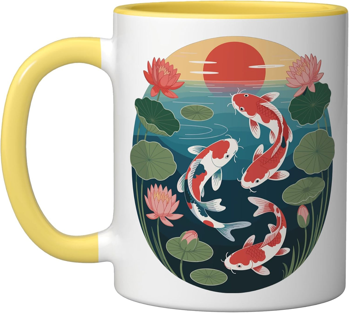 Koi Fish Lotus Japanese Koi Pond Zen Water Garden Peaceful Ceramic Mug