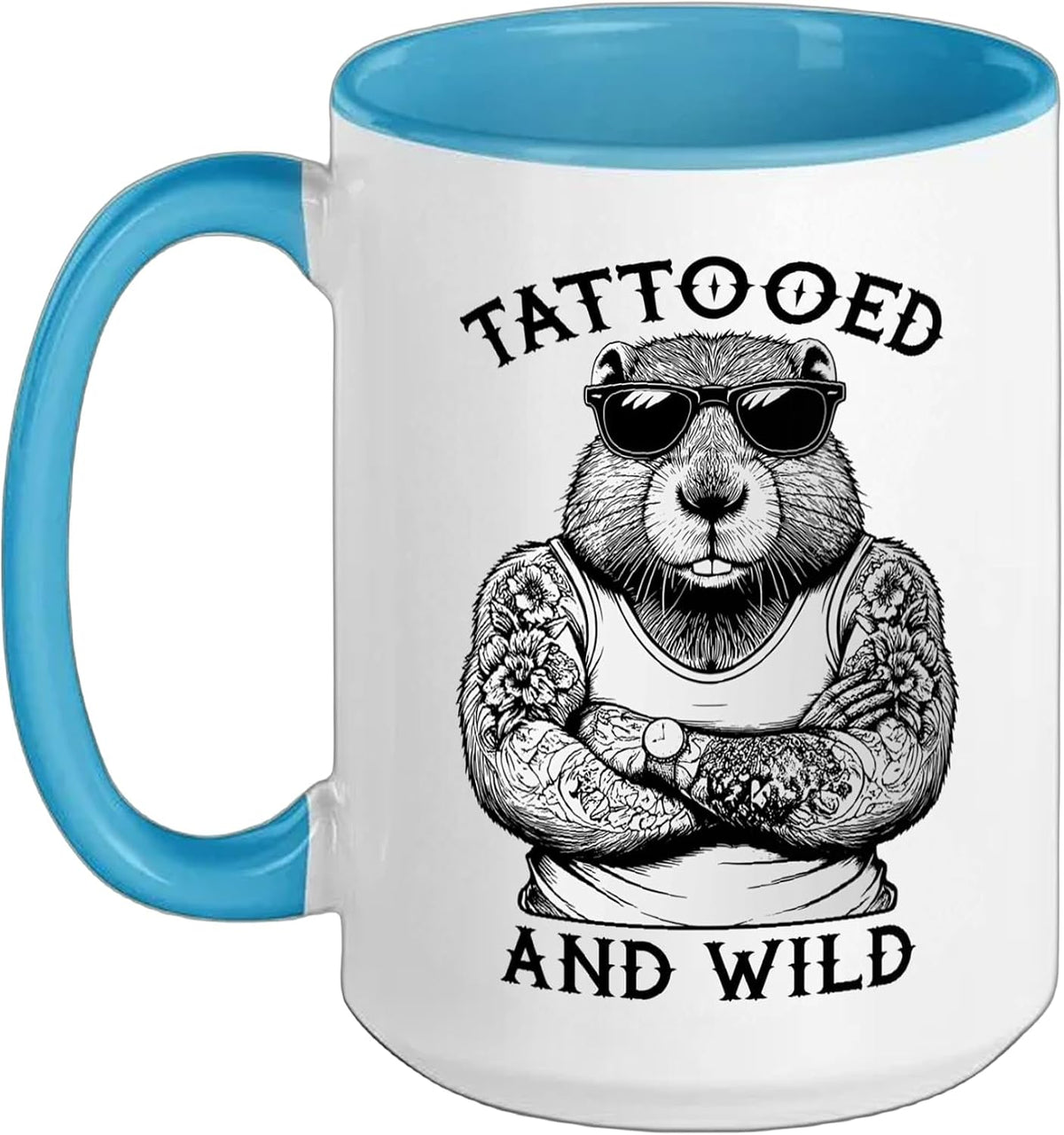 Tattooed And Wild Funny Inked Beaver Animal Tattoo Lover Ceramic Mug