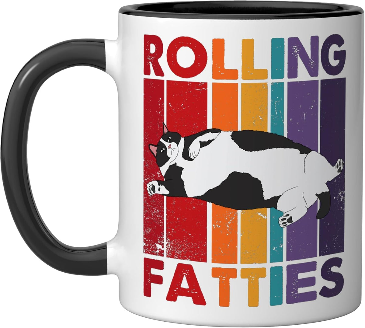 Retro Fat Kitten Funny Cat Rolling Fatties Ceramic Mug
