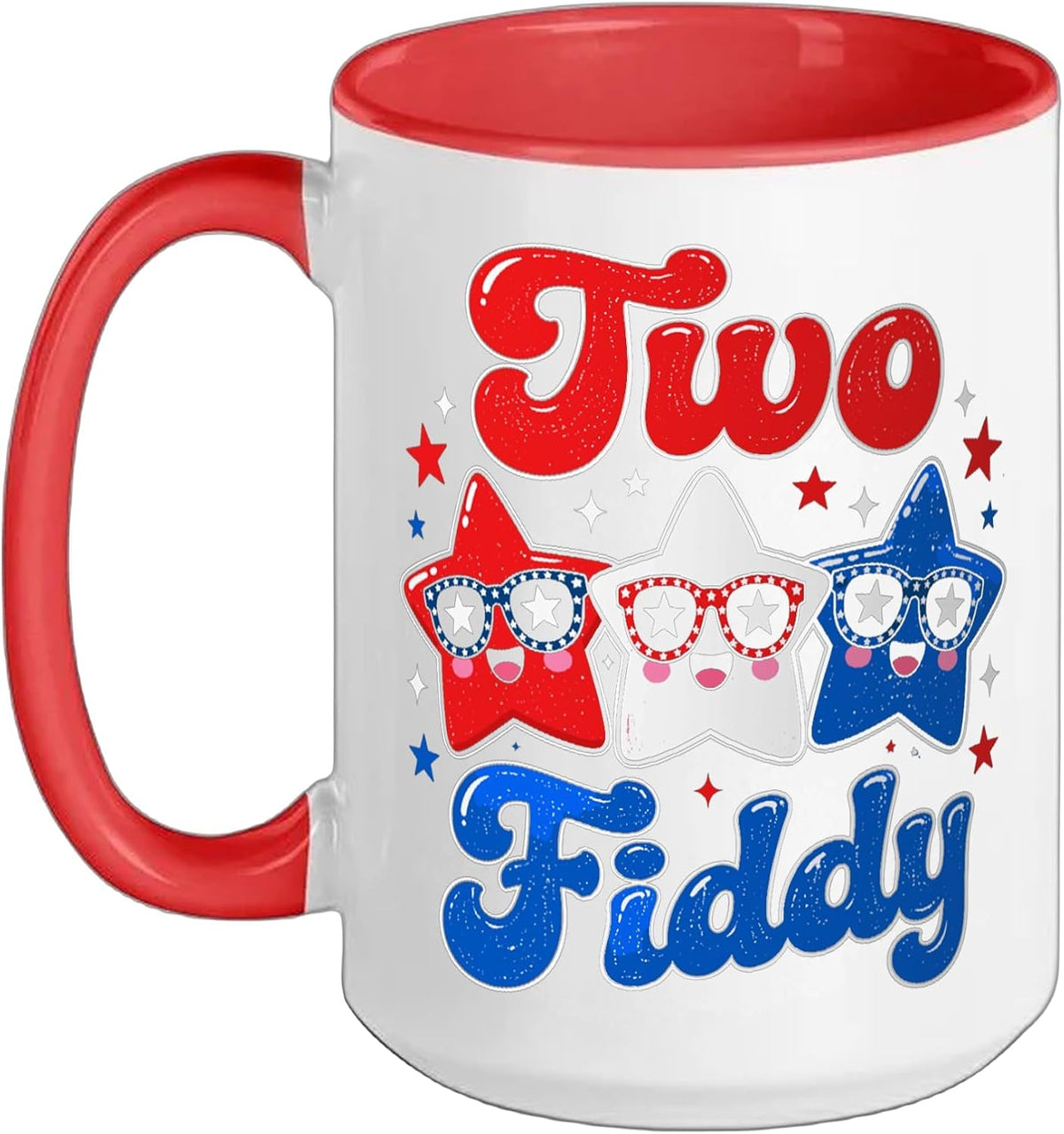 Two Fiddy Cute Retro Stars Groovy 4th Of July Ceramic Mug