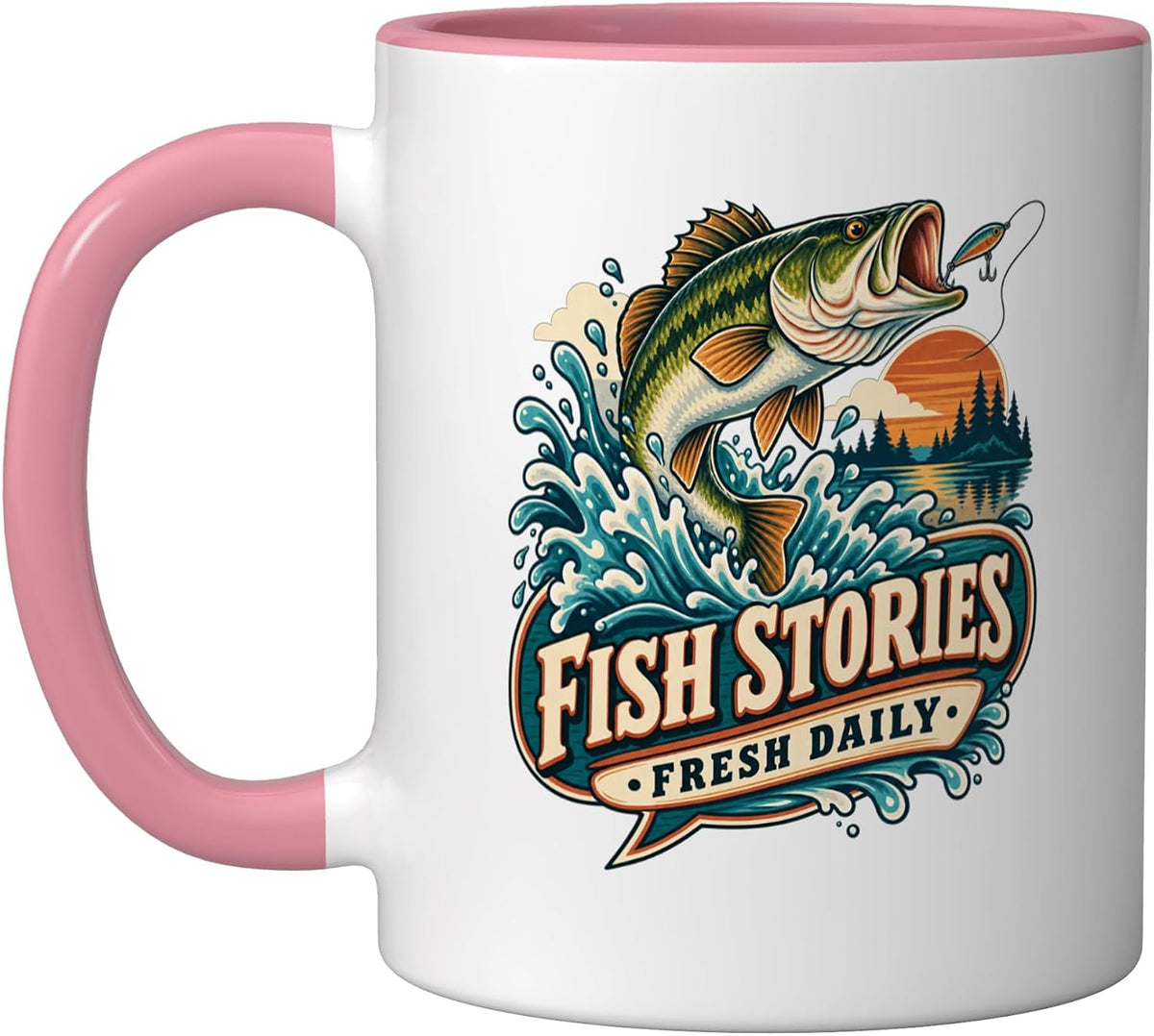 Vintage Bass Fishing Lure Design For Anglers, Fish Stories Ceramic Mug