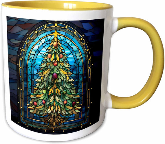 Pretty Image Of Stained Glass Christmas Ceramic Mug