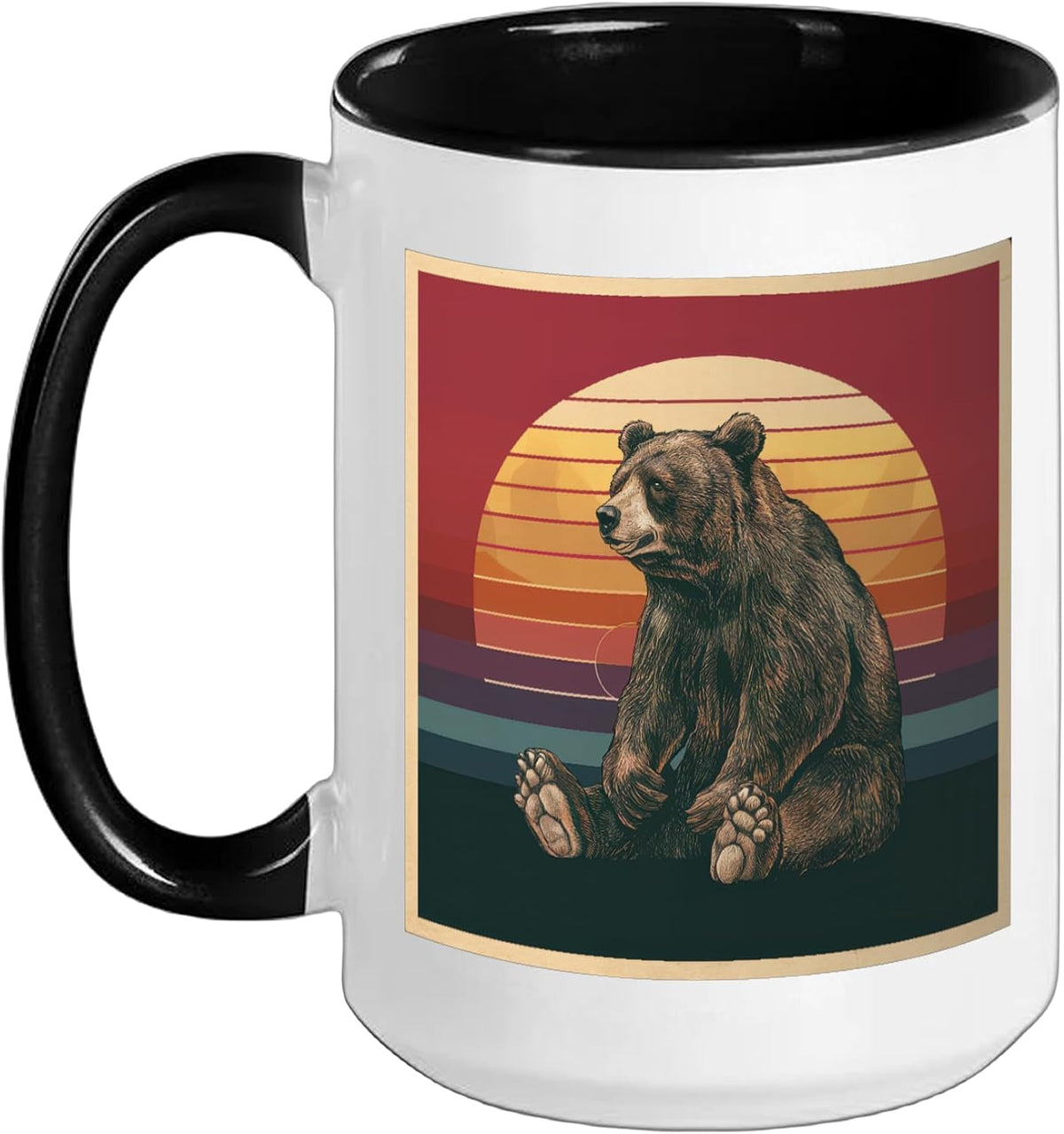 Bear Vintage Retro Sunset Ceramic Mug