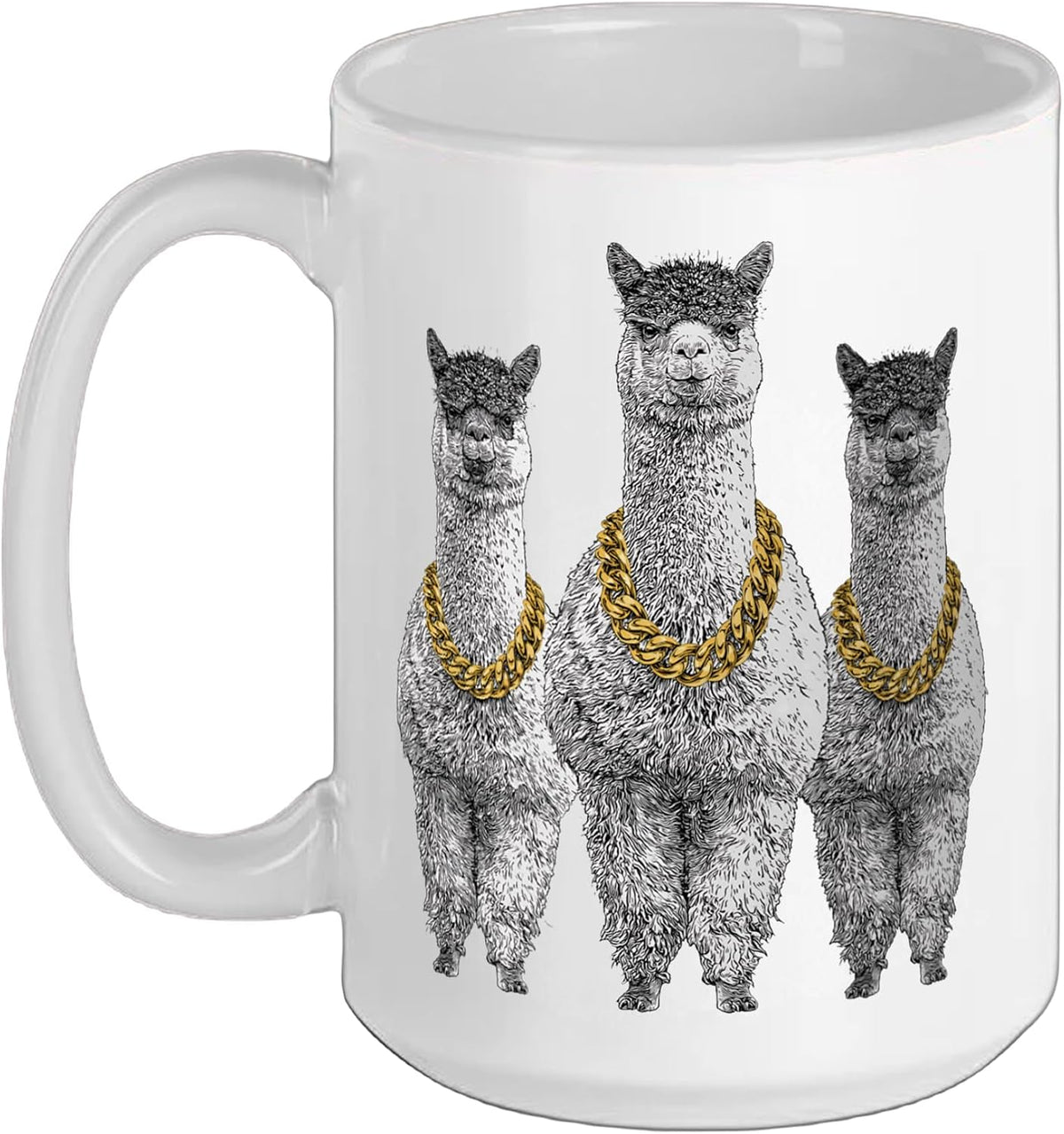 Llama Alpaca Rap Old School Retro Streetwear 80s 90s Three Ceramic Mug