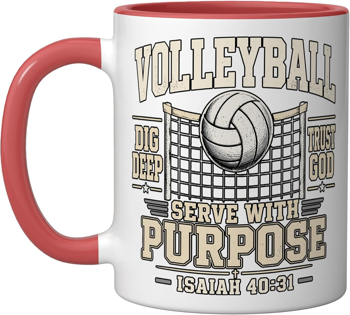 Christian Volleyball Serve With Purpose Isaiah 40:31 Ceramic Mug