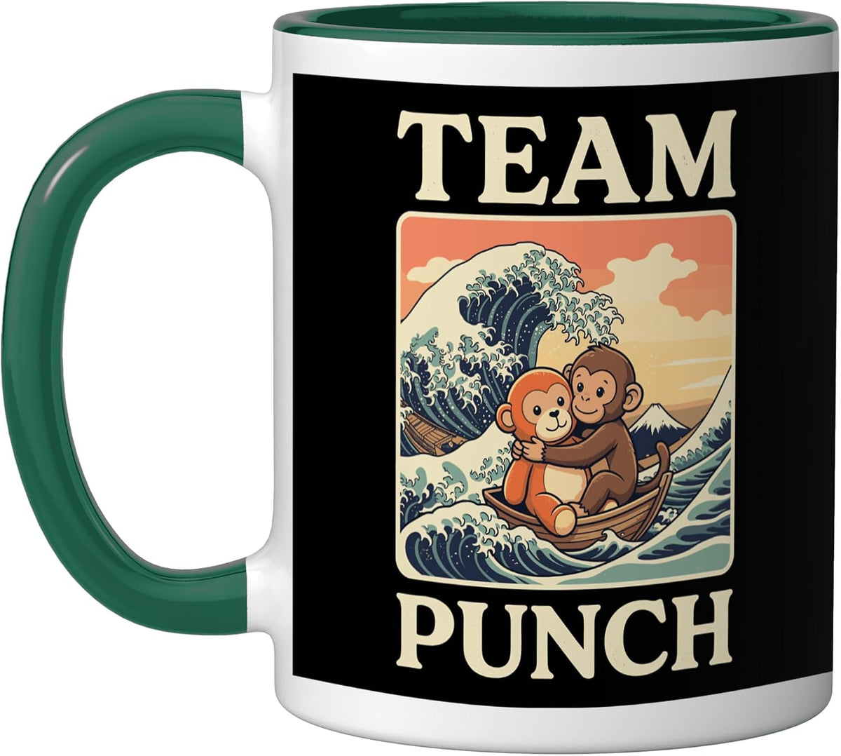 Team Punch Monkeys Great Wave Japanese Art Ceramic Mug