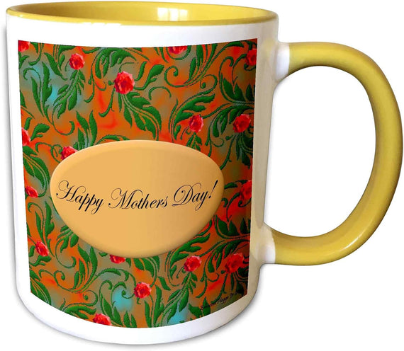 Orange Rosey Happy Mothers Day Ceramic Mug