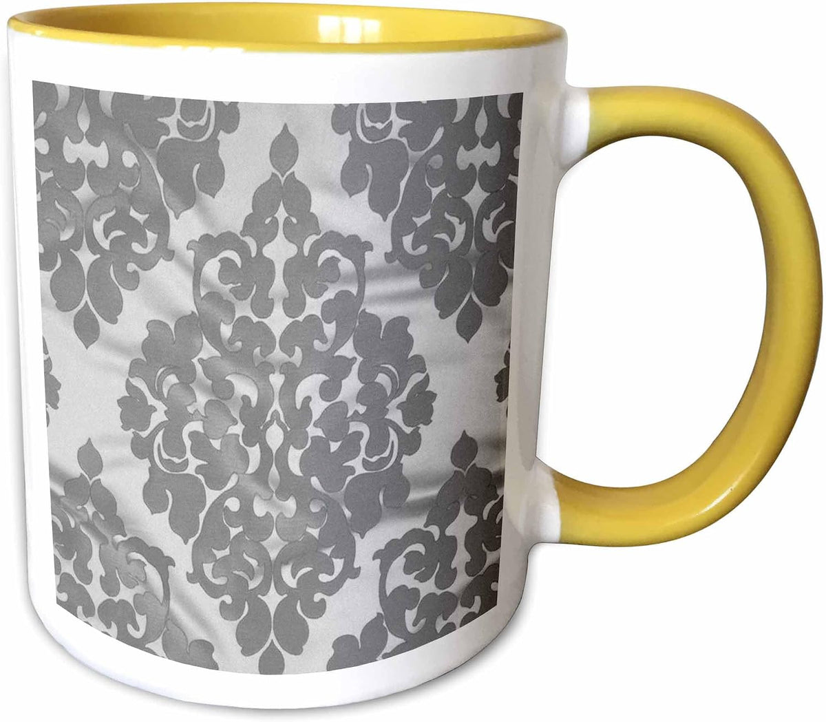 Silver Satin Damask Ceramic Mug