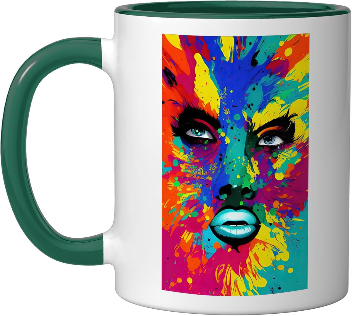 Painted Lady Abstract Portrait – Colorful Surreal Face Art Ceramic Mug