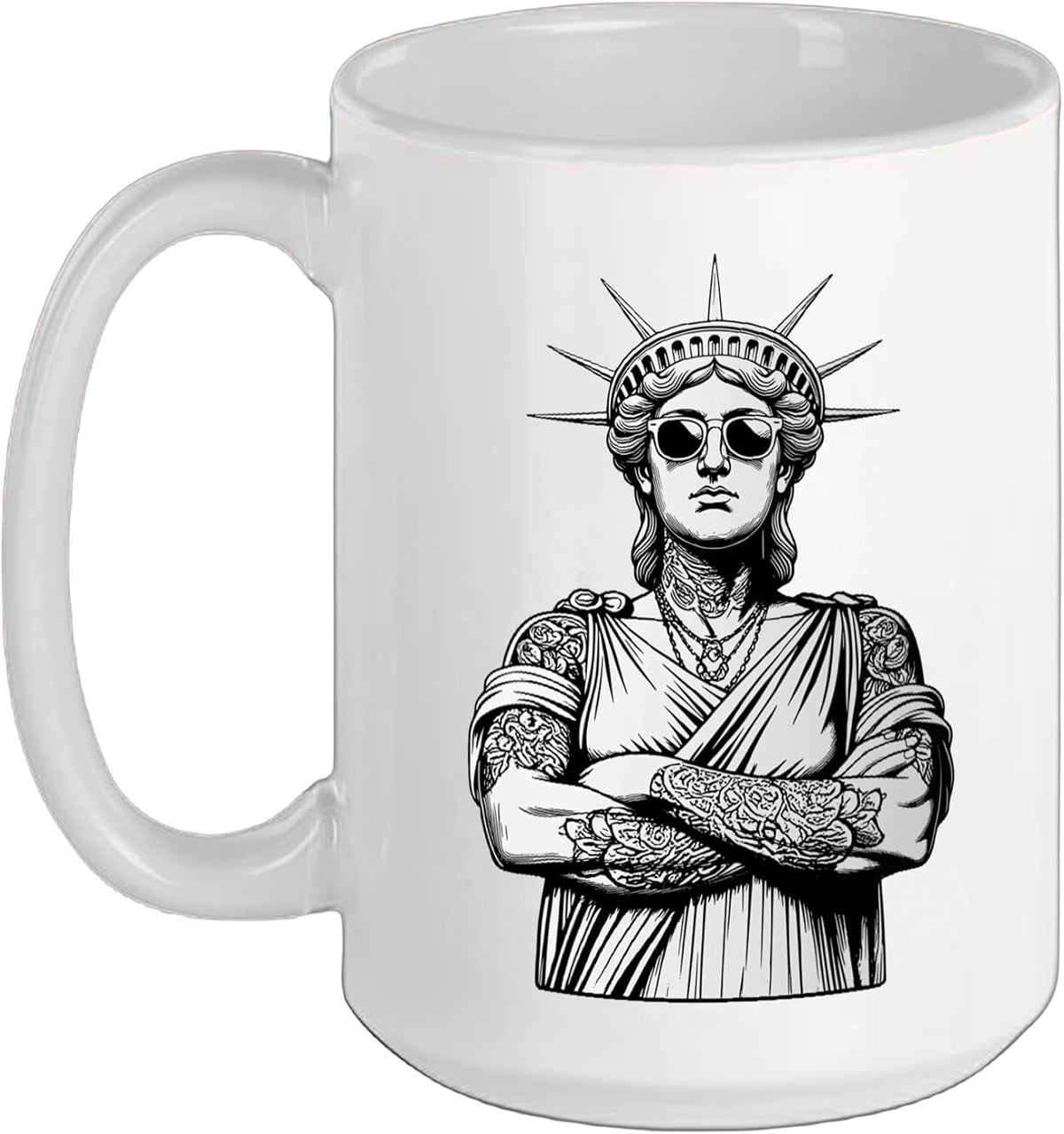 Statue Of Liberty Funny Inked Girl Nyc Tattoo Lover Ceramic Mug