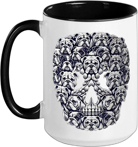 English Bulldog Dog Skull Halloween Ceramic Mug