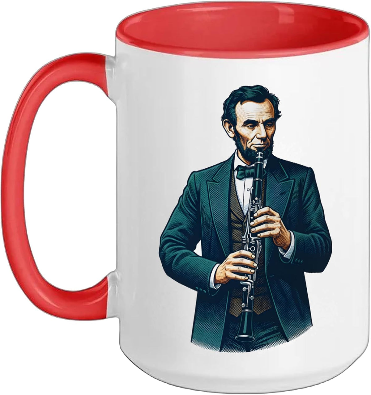 Abraham Lincoln Clarinet Musician Pop Art Portrait Ceramic Mug