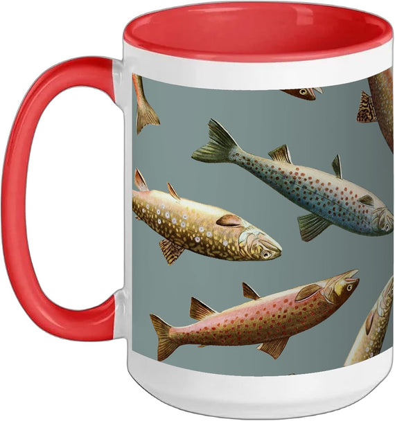 Fishing Themed Graphic Pattern Ceramic Mug