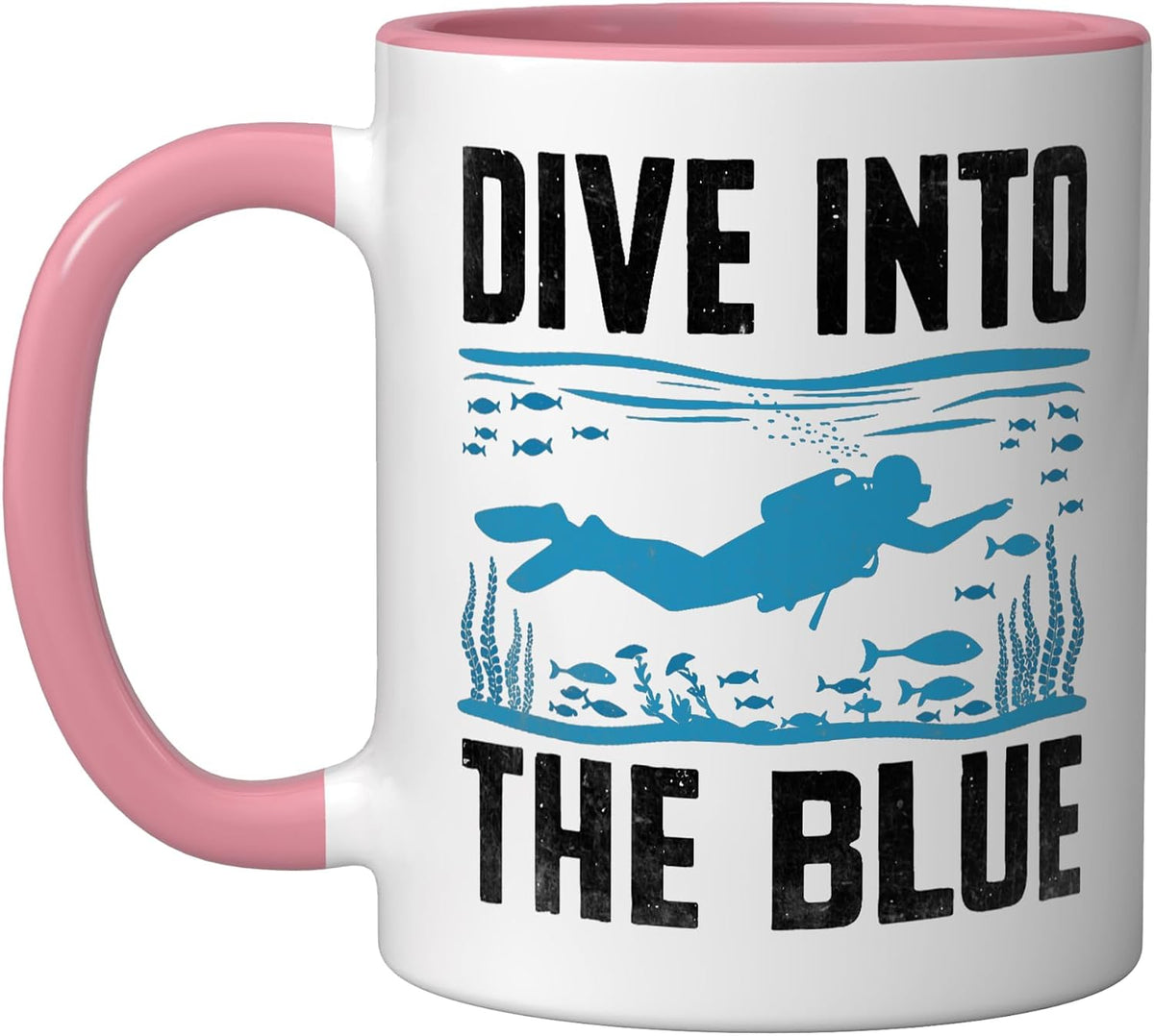 Dive Into The Blue Under Water Diver Scuba Divers Diving Ceramic Mug