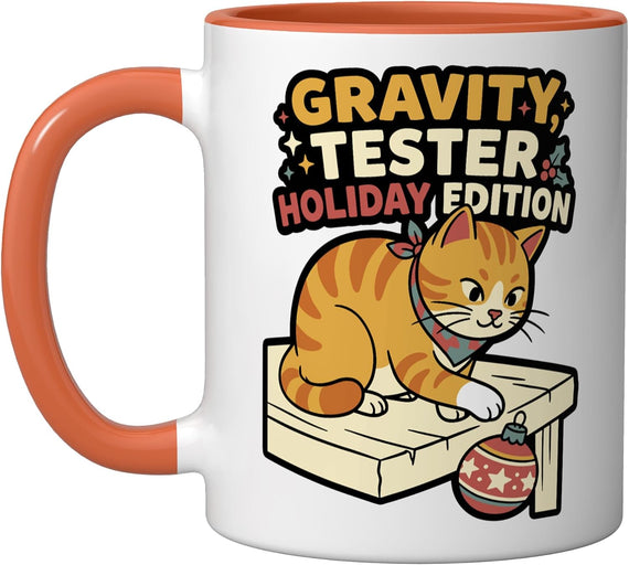 Gravity Tester Holiday Christmas Cat Ornament Ceramic Mug