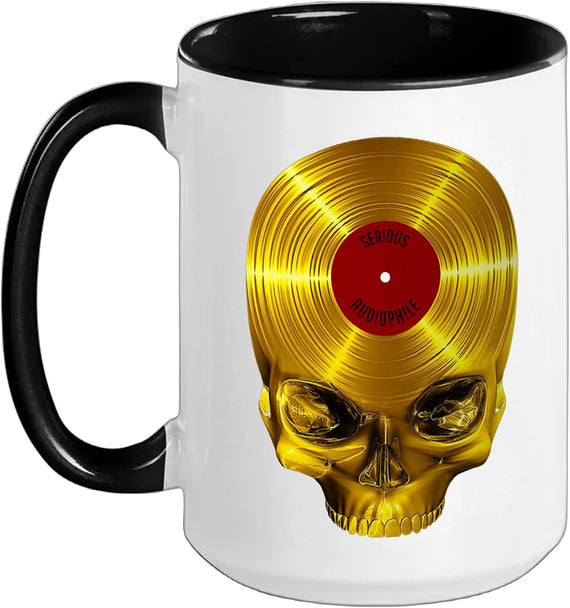 Gold Skull Vinyl Record Serious Audiophile Ceramic Mug