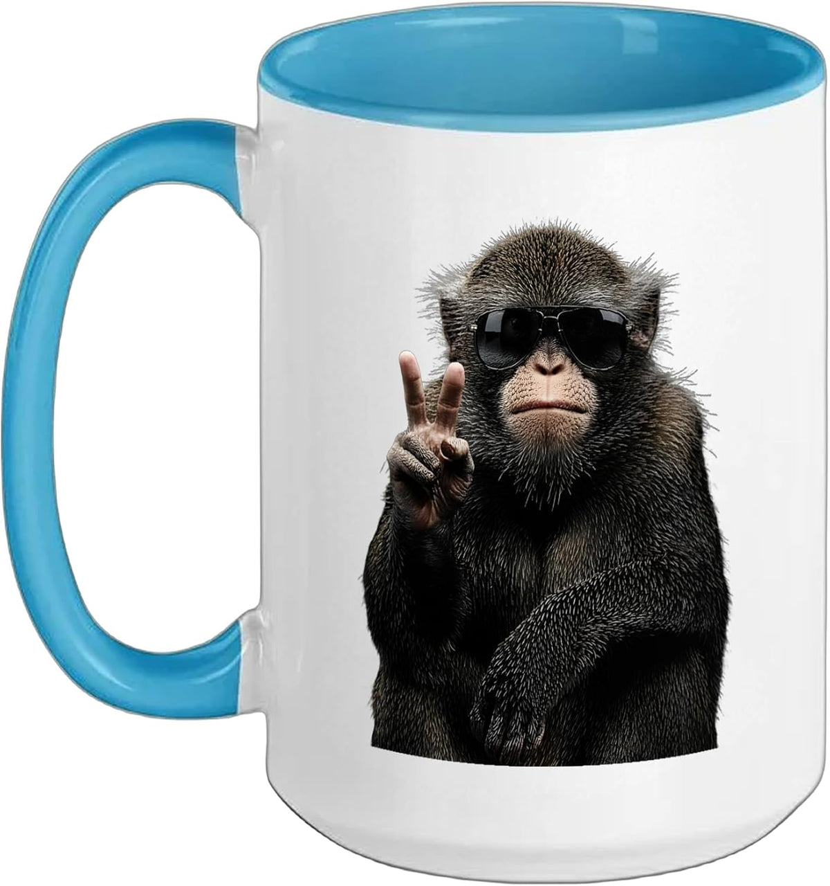 Cool Monkey Funny Animal Retro Vibe Peace Sign Design Ceramic Mug
