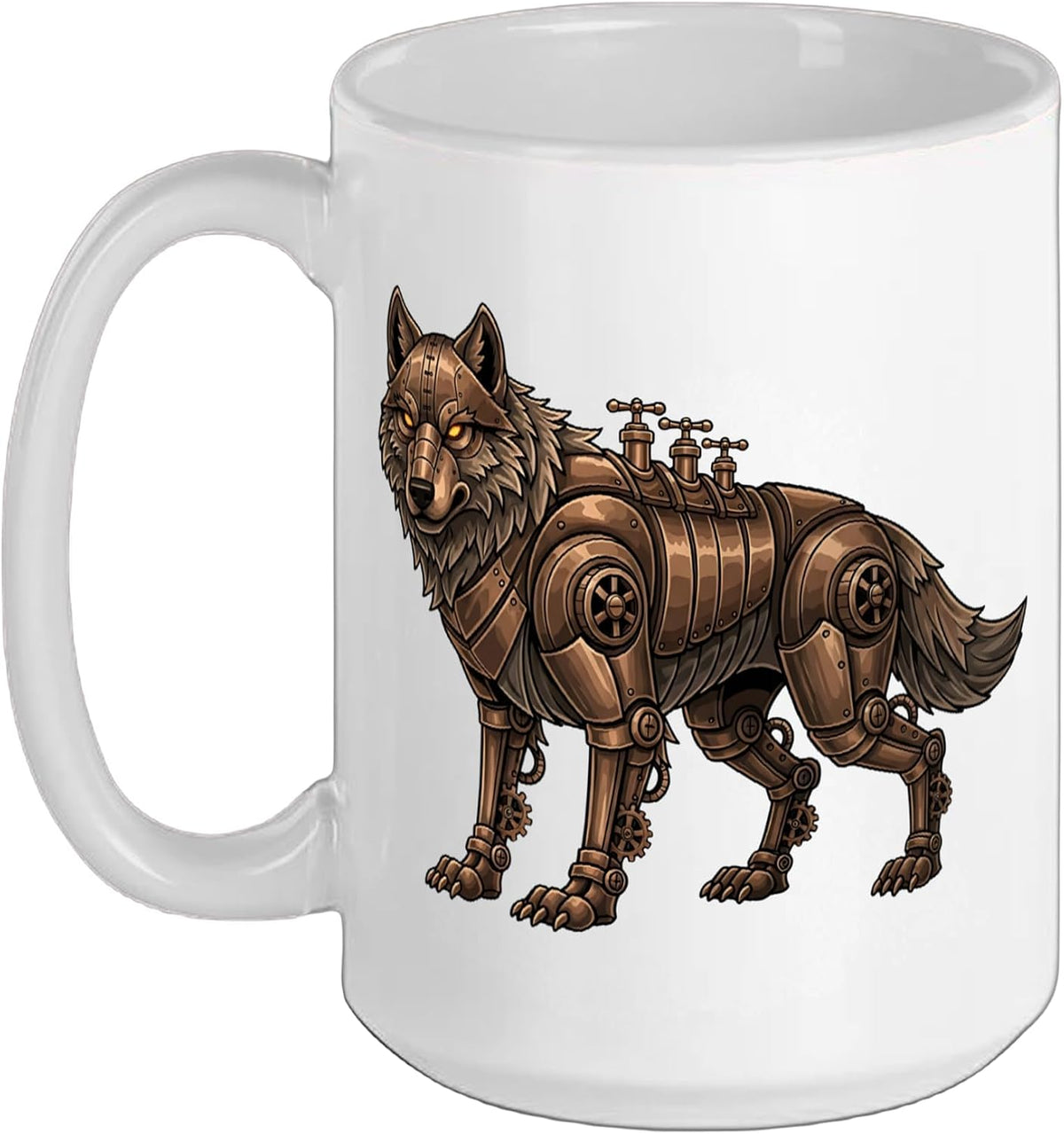 Mechanical Steampunk Wolf Graphic Animal Steam Punk Art Ceramic Mug