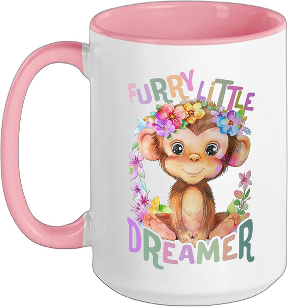 Baby Monkey With Flowers Little Dreamer Ape Monkeys Ceramic Mug