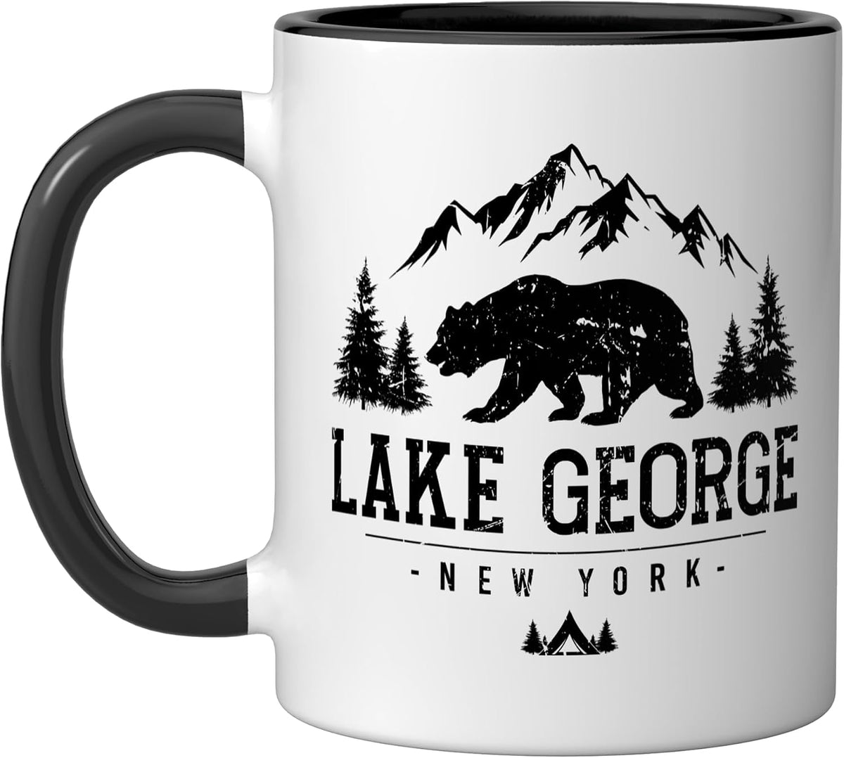 Lake George New York Vintage Grizzly Bear Ceramic Mug