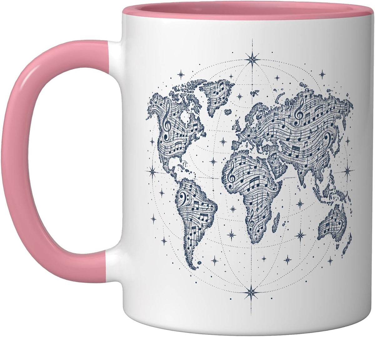 Music Notes World Map Music Lover Ceramic Mug