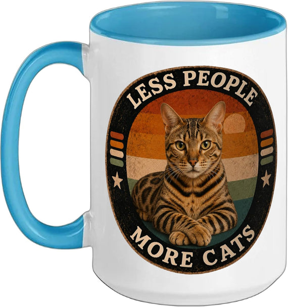 Bengal Cat Lovers Less People More Cats Retro Cat Shirt Ceramic Mug