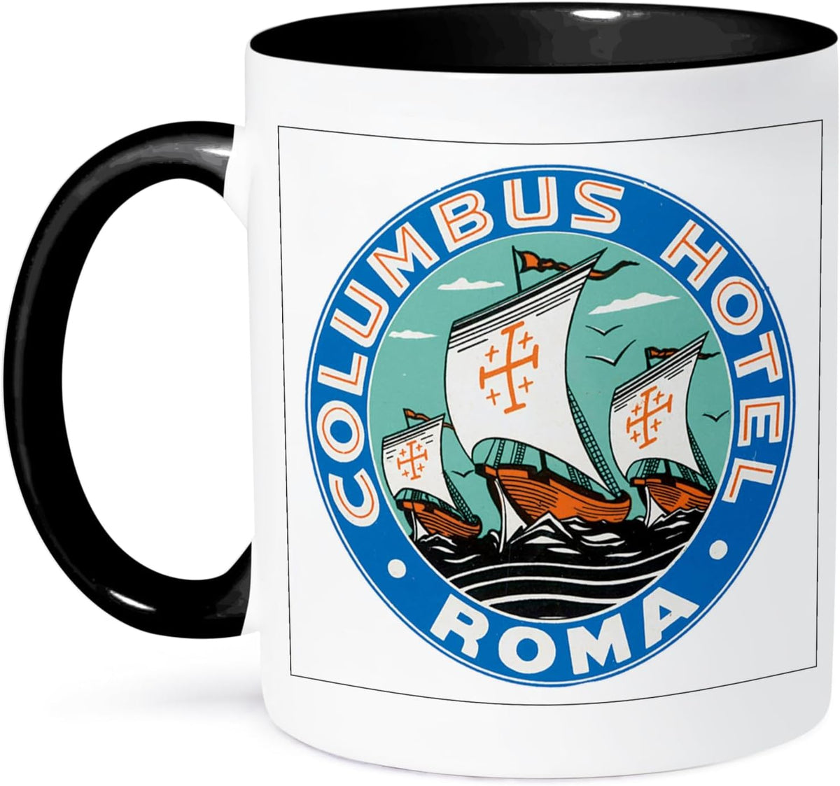 Mug_169848_4 Columbus Hotel Roma With Columbus Sailing Ceramic Mug