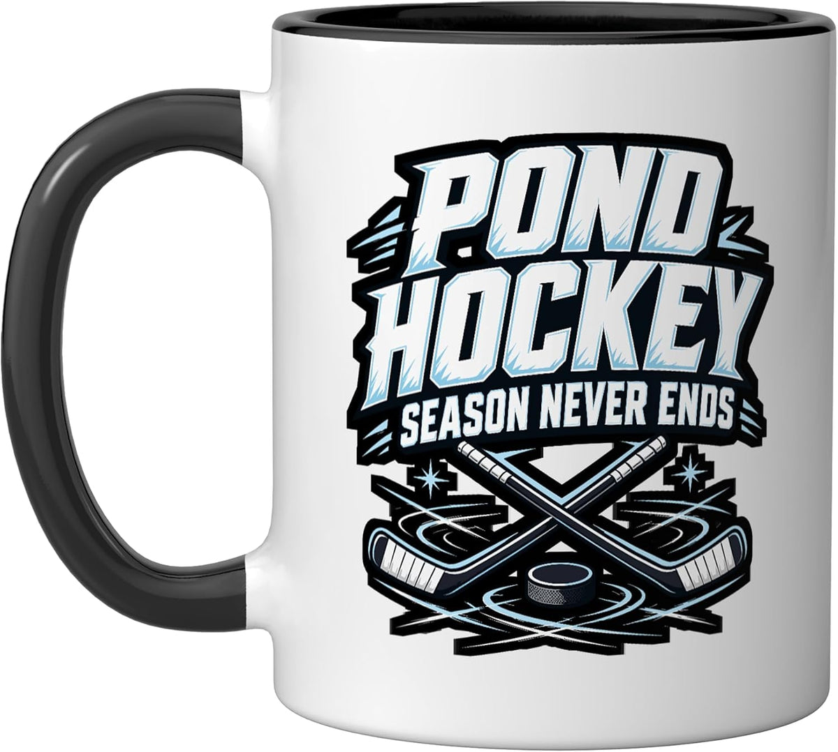 Pond Hockey Season Never Ends Ice Player Ceramic Mug