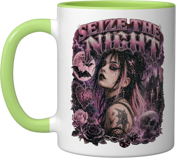 Seize the Night Gothic Vampire Moon Dark Fantasy Ceramic Mug