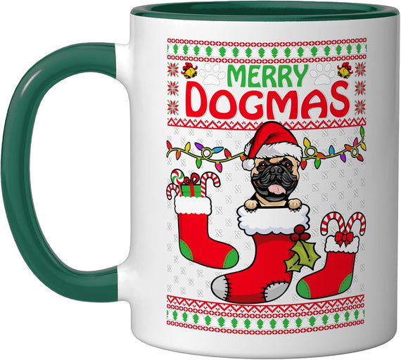 Merry Dogmas Pug In Christmas Stocking Ceramic Mug