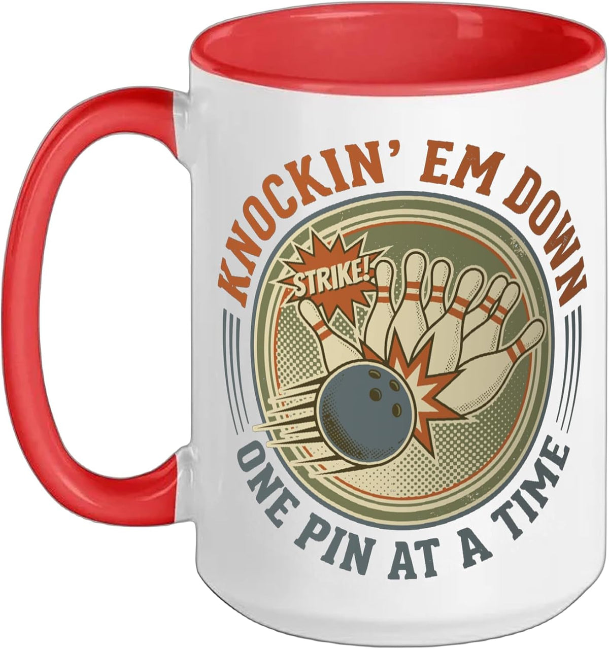 Bowler Knocking Them One Pin At A Time Bowling Ceramic Mug