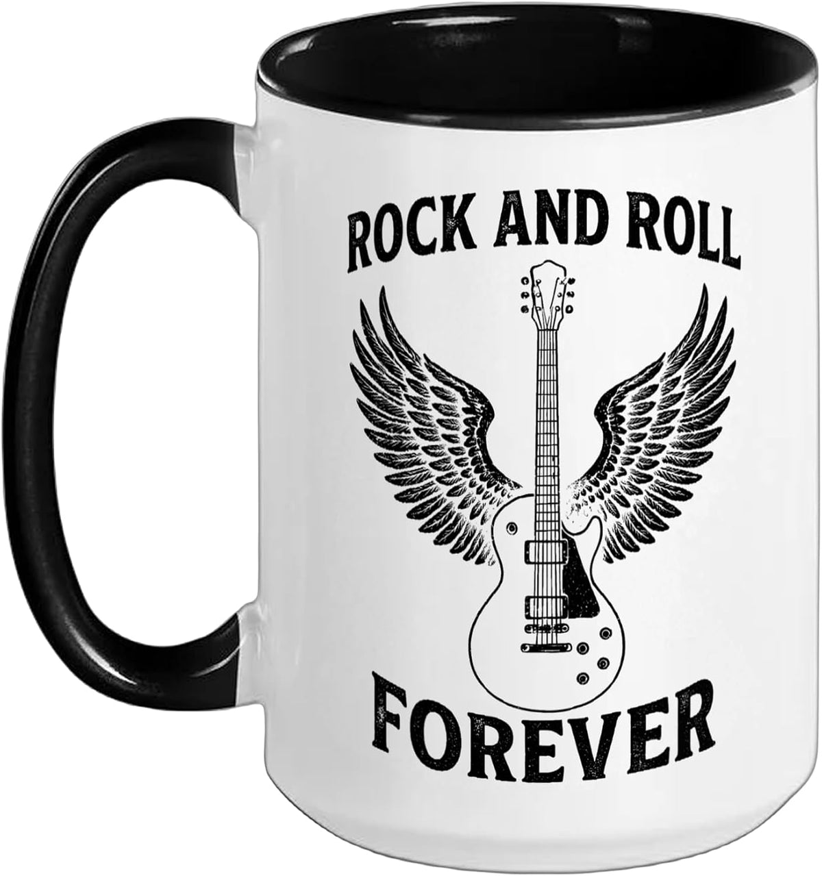 Rock And Roll Forever Winged Electric Guitar Vintage Ceramic Mug