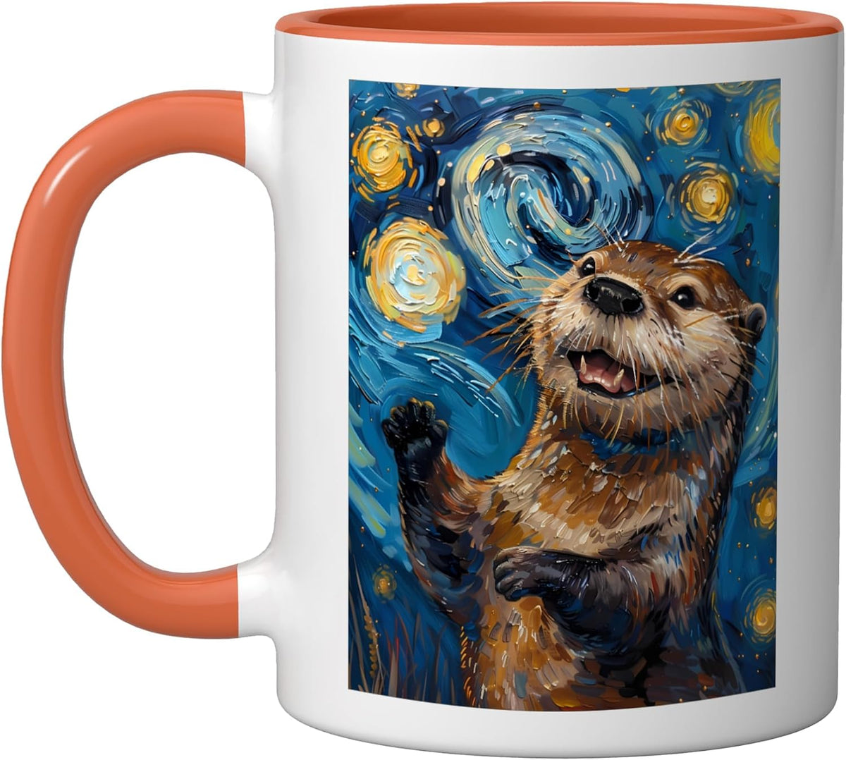 Starry-Night Otter Art Ceramic Mug