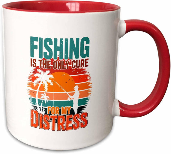 Fishing Is Only Cure For My Distress. Funny Ceramic Mug