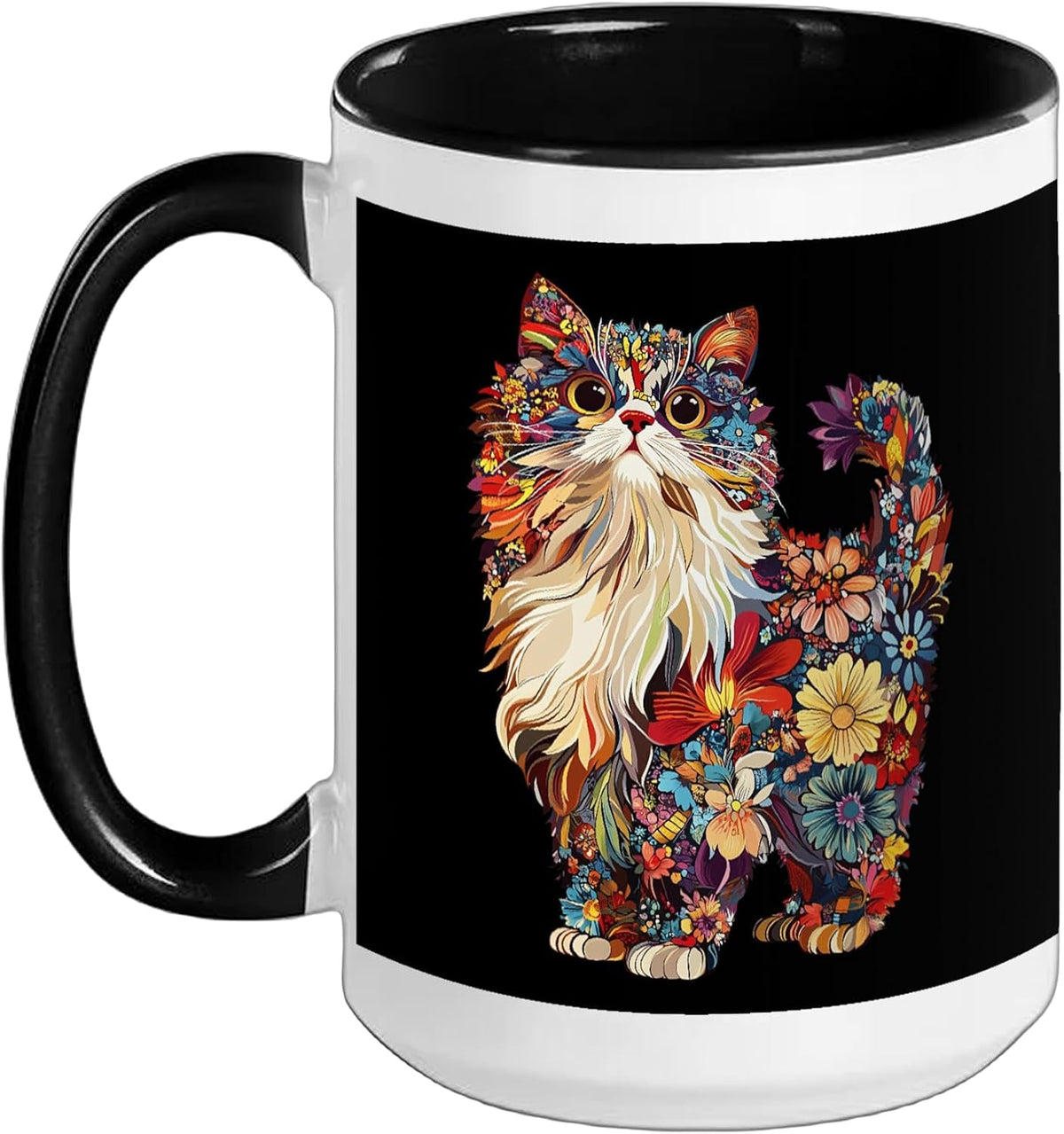 Persian Cat Flower Ceramic Mug