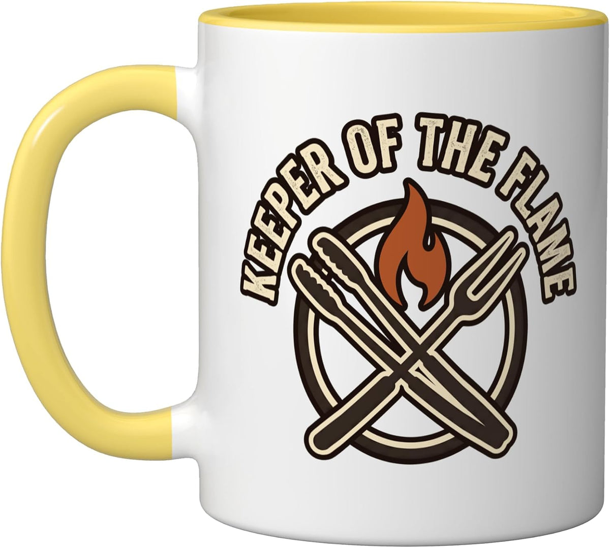 Keeper Of The Flame Bbq Grill Master Badge Crossed Tongs Ceramic Mug