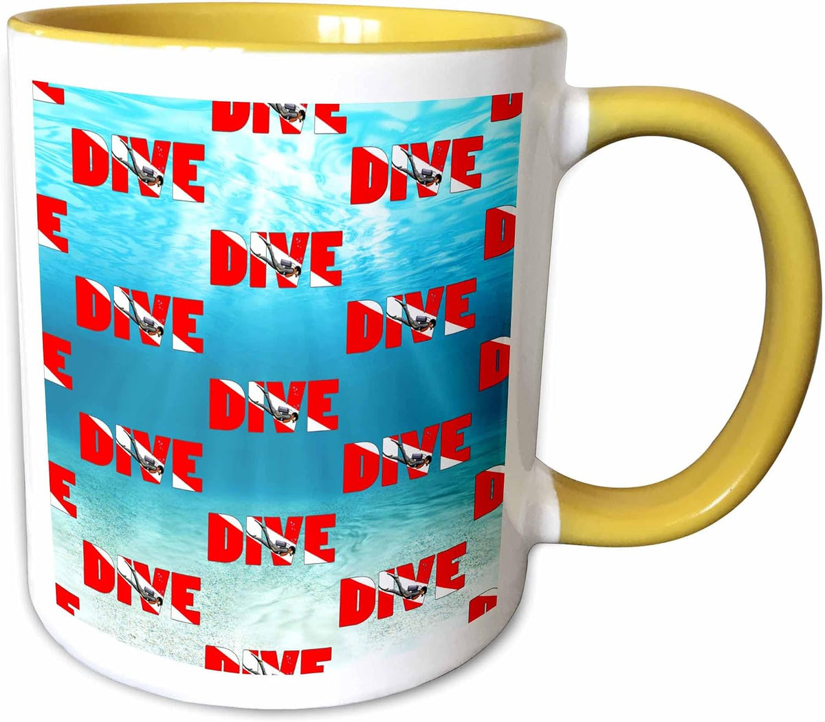 Underwater Patterned Male Scuba Diver Ceramic Mug