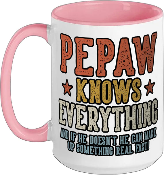 Pepaw Knows Everything Father's Day Retro Vintage Ceramic Mug