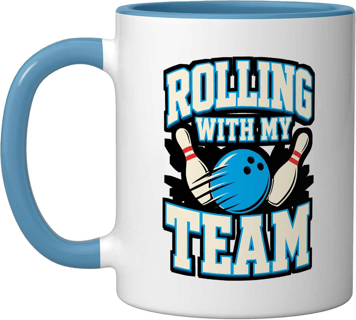Rolling With My Team Bowling Ball Pins Ceramic Mug