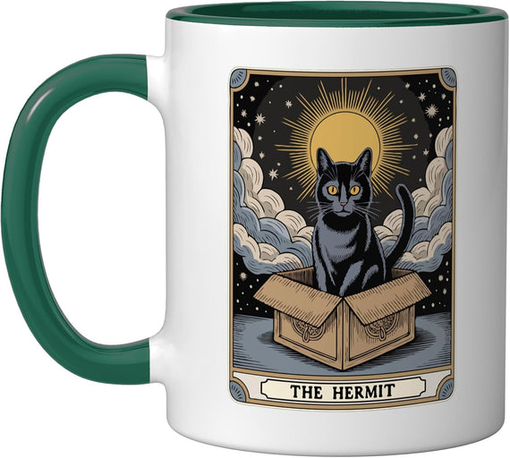The Hermit Tarot Card Mystic Cat In Box Funny Cat Ceramic Mug