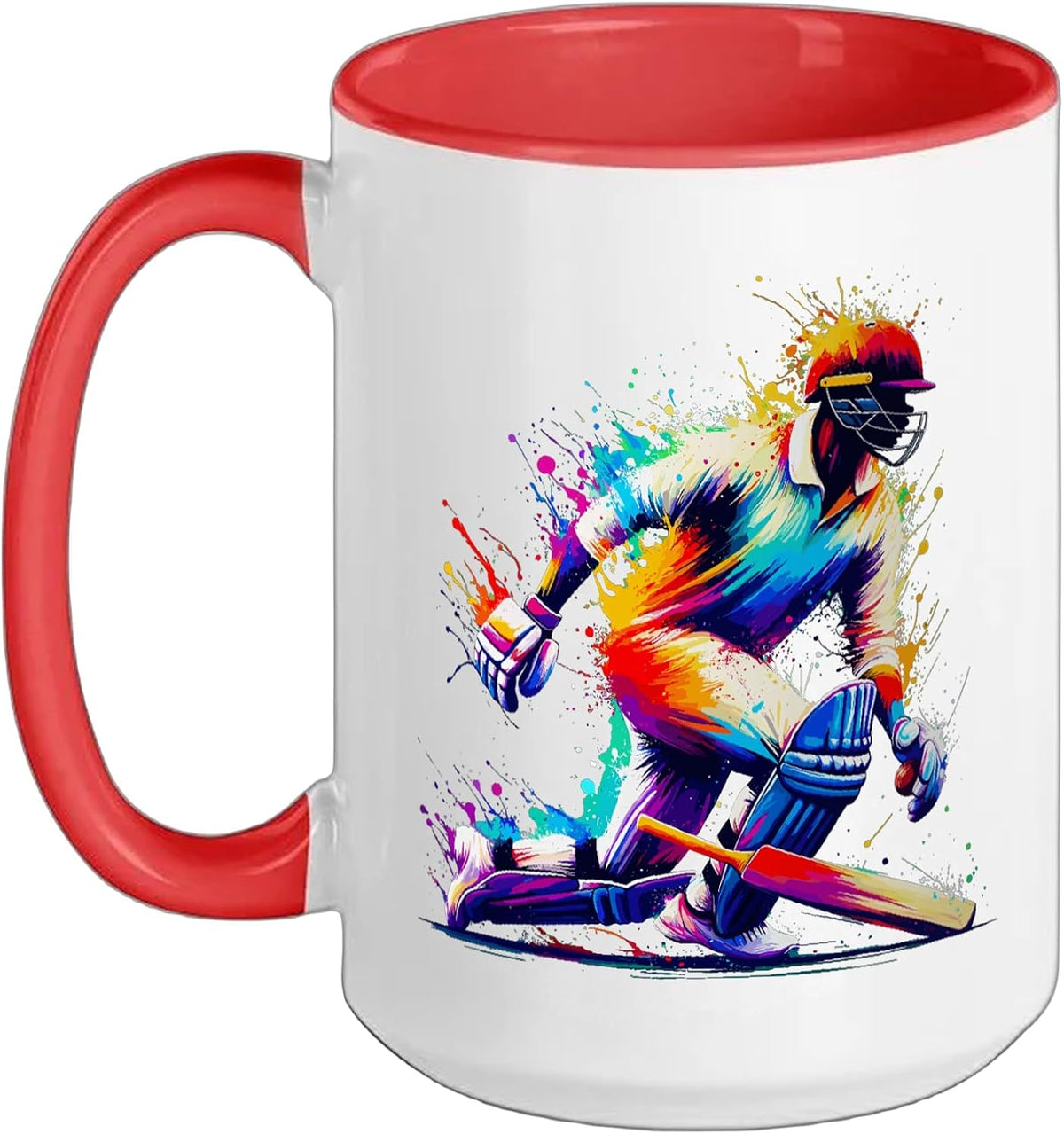 Colorful Splash Art Cricketer Batsman Cricket Bowler Ceramic Mug