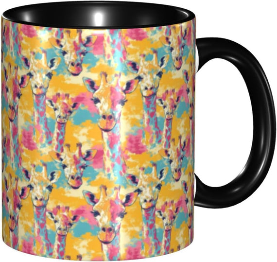 Watercolor Colorful Giraffe Mug Ceramic Two Tone Tea For Ceramic Mug